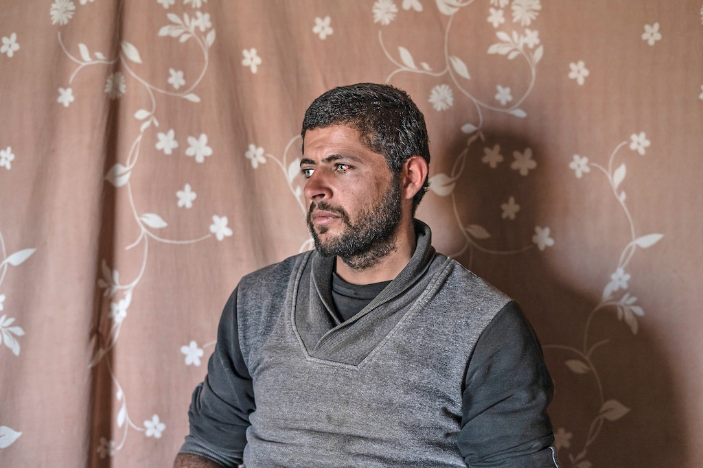 Suhaib Abualkebash, a Palestinian farmer who recounted how a gang of Israeli settlers rampaged through the homes of his family, beating adults and children alike, at his home in the Jordan Valley, in the West Bank area of Humsa, April 4, 2026. Male and female Palestinians are describing brutal sexual abuse, including rape, at the hands of Israel’s prison guards, soldiers, settlers and interrogators. (Samar Hazboun for the New York Times)