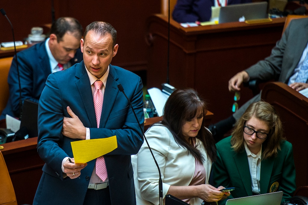 (Chris Detrick  |  Tribune file photo)
Rep. Justin L. Fawson, R-North Ogden, on the Utah House floor, February 15, 2017.