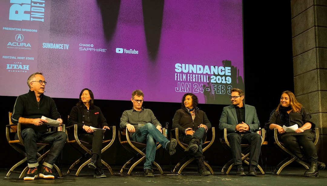 (Rick Egan  |  The Salt Lake Tribune)     Jon Cooper, Director of the Sundance Film Festival, Kim Yutani, Director of Programming, David Courier, Senior programmer, Shari Frilot, Chief Curator New Frontier and Senior Programmer,  John Nein, Senior Programmer, and  Caroline Libresco Director, Catalyst and Women at Sundance Senior Programmer discuss the films being screened this year, at the opening news conference for the 2019 Sundance Film Festival at the Egyptian Theatre in Park CIty, Thursday, Jan. 24, 2019.