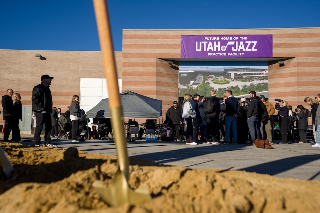 (Trent Nelson  |  The Salt Lake Tribune) The Utah Jazz announce a new practice facility in Sandy on Tuesday, Oct. 21, 2025.