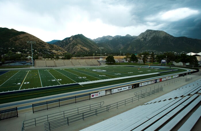 (Rick Egan  |  The Salt Lake Tribune)  Skyline Football field Wednesday, August 8, 2017.