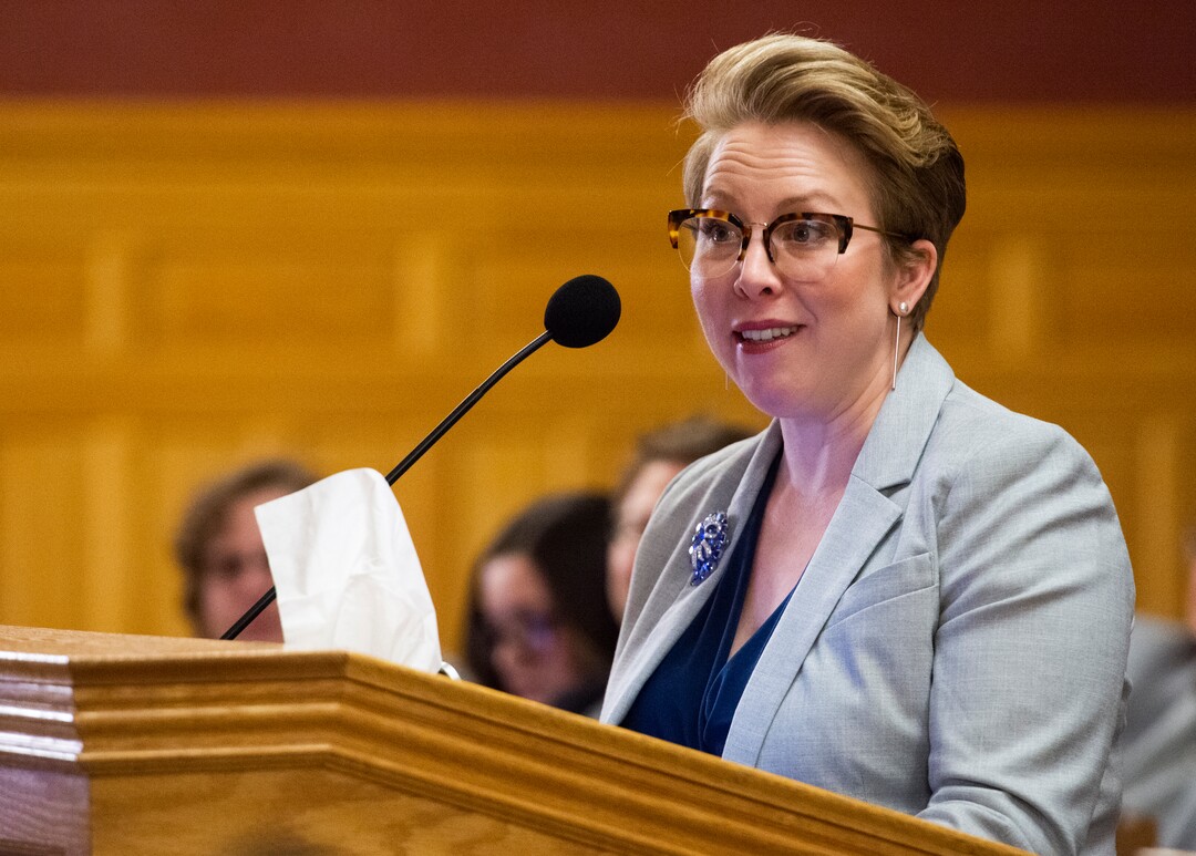 (Rick Egan  |  The Salt Lake Tribune)     Crystal Young Otterstrom speaks to the Salt Lake City Council, as she applies for the City Counsel position vacated by Mayor Erin Mendenhall. More than 20 people candidates were given 5 minutes each to speak at the meeting, Tuesday, Jan. 21, 2020.
