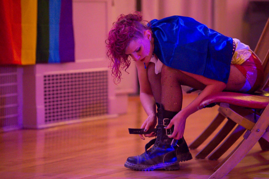 (Trent Nelson | The Salt Lake Tribune)  Frieda Hamilton puts on a pair of boots before Rock Camp for Womyn's showcase on Feb. 4, part of a new program by the same group that does Rock and Roll Camp for Girls in Salt Lake City.