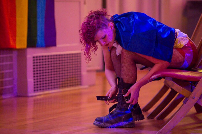 (Trent Nelson | The Salt Lake Tribune) Frieda Hamilton puts on a pair of boots before Rock Camp for Womyn's showcase on Feb. 4, part of a new program by the same group that does Rock and Roll Camp for Girls in Salt Lake City.