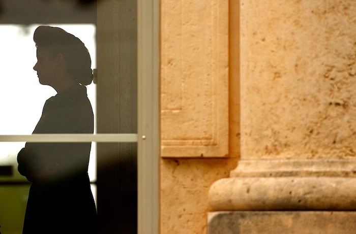 (Trent Nelson | The Salt Lake Tribune)
Eldorado, Texas - FLDS member Sarah Draper waits to testify to a grand jury at the Schleicher County Courthouse. Though CPS was forced to return over four-hundred FLDS children to their parents, evidence seized in the raid led to grand jury hearings that resulted in sexual abuse and underage marriage charges being filed against several FLDS men including the polygamous sect's imprisoned leader Warren Jeffs. The men are currently awaiting trial.