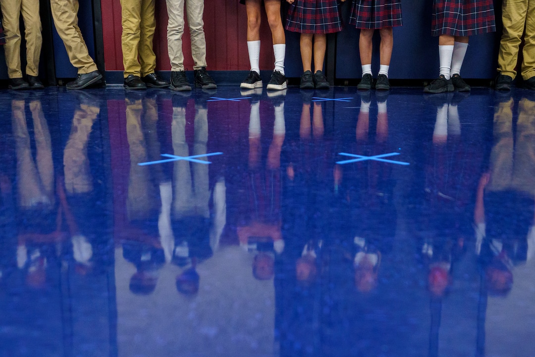 (Trent Nelson  |  The Salt Lake Tribune) Students wait to be tested for COVID-19 at American Preparatory Academy in Draper on Tuesday, Sept. 14, 2021.