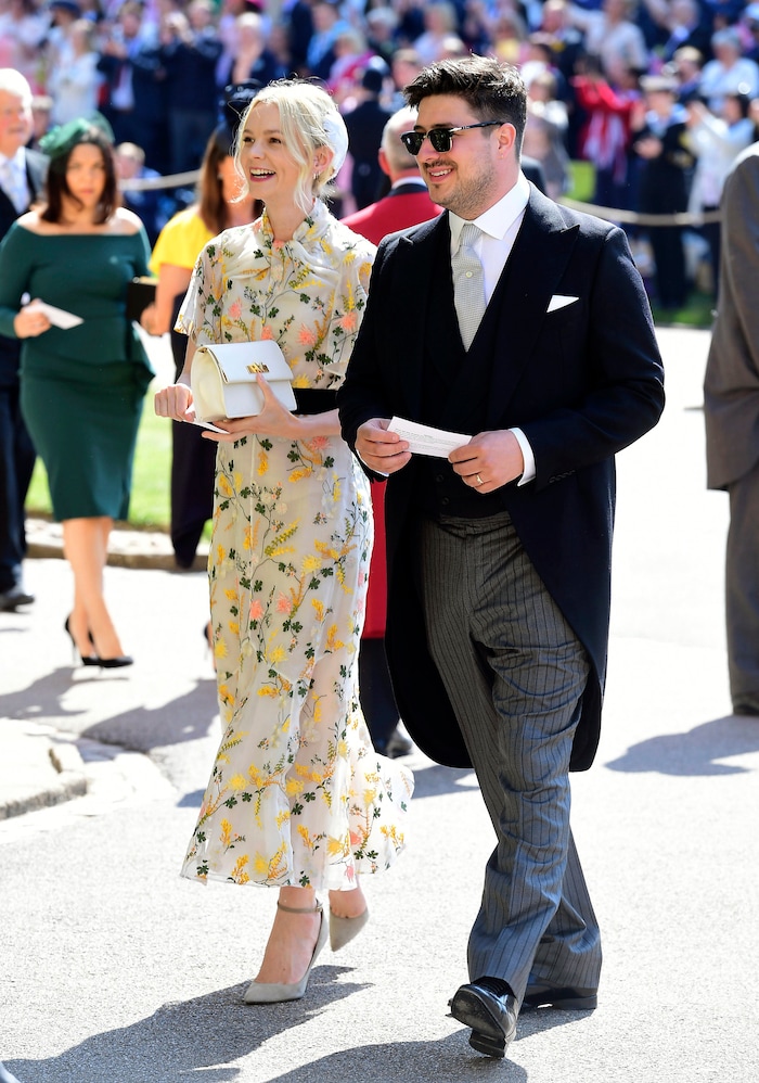 Marcus Mumford and Carey Mulligan arrive for the wedding ceremony of Prince Harry and Meghan Markle at St. George's Chapel in Windsor Castle in Windsor, near London, England, Saturday, May 19, 2018. (Ian West/pool photo via AP)