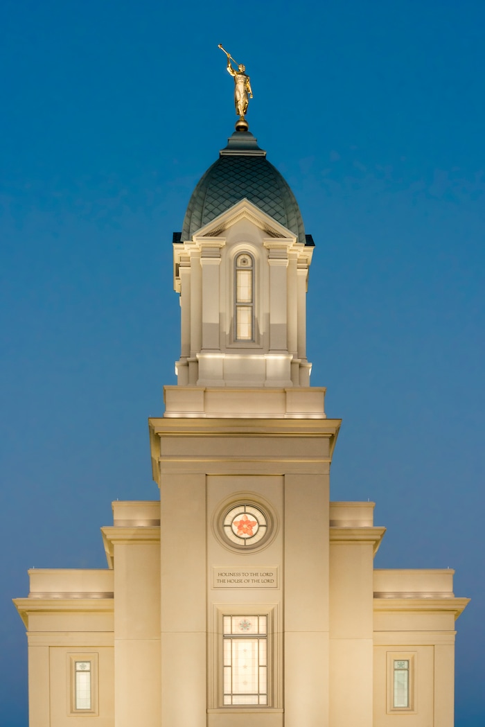 (Photo courtesy of The LDS Church)  Angel Moroni on the top of the Cedar City, Utah, temple. Utah's 17th temple will be dedicated on Dec. 10, 2017.