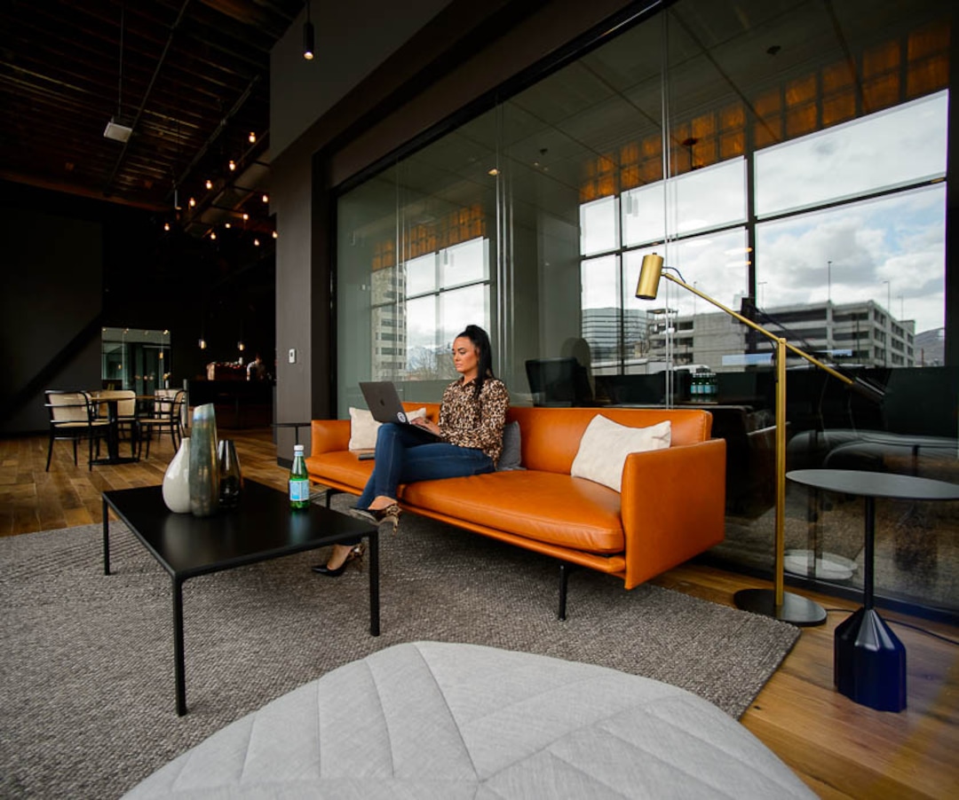 (Trent Nelson | The Salt Lake Tribune)  Tiffany Hughey at CommonGrounds Workplace in Salt Lake City on Friday March 22, 2019. Downtown Salt Lake City's historic Orpheum Theatre has seen a multi-million dollar renovation and will now house Utah's first CommonGrounds Workplace, a San Diego-based provider of coworking spaces.