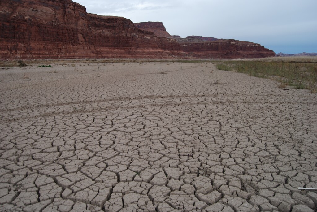 (Brian Maffly  |  The Salt Lake Tribune)  Sediments deposited by the Colorado River into the bed of the now receded Lake Powell in Hite, Utah. This picture, taken on Nov. 28, 2018, shows  where the Dirty Devil River and Colorado River come together.