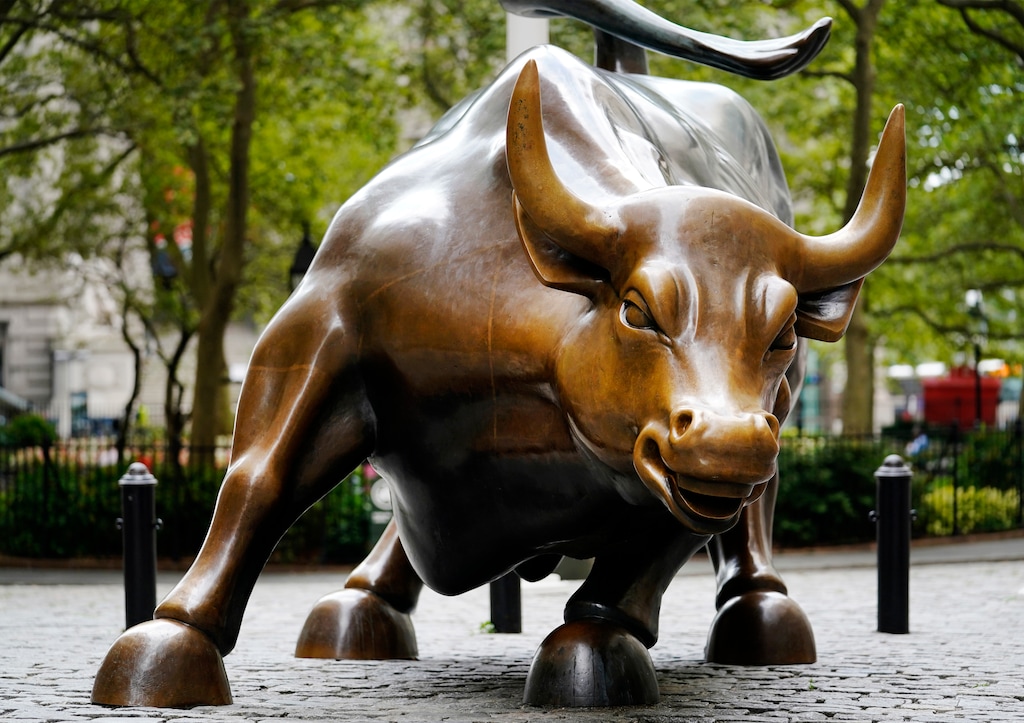 (AP Photo/Mark Lennihan, File)

This Sept. 8, 2020 file photo shows The Charging Bull statue in New York's financial district.