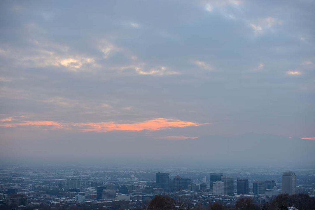 (Trent Nelson | The Salt Lake Tribune)  The Salt Lake City skyline on a hazy day, Thursday Dec. 6, 2018.