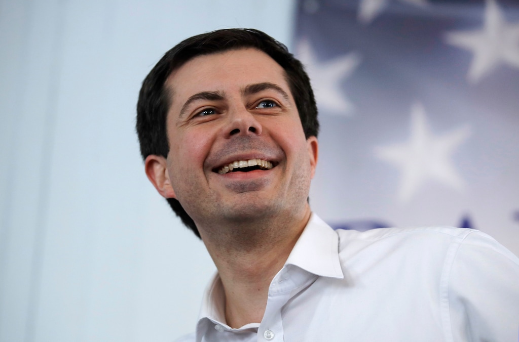 (Charles Krupa | AP file photo)
FILE - In this Feb. 16, 2019, file photo, Mayor Pete Buttigieg, of South Bend, Ind., smiles as he listens to a question during a stop in Raymond, N.H. Buttigieg made his Democratic run for president official during a rally later Sunday, April 14, in the city where he launched his political career less than a decade ago.