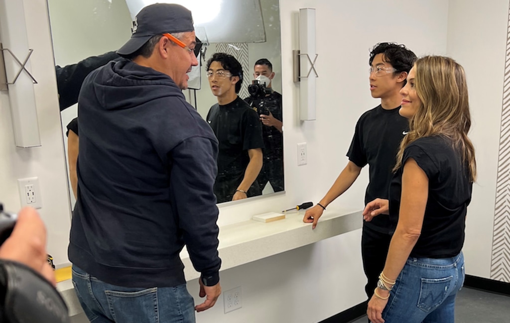 (Juma Entertainment) Rob Mariano, Nathan Chen and Sabrina Soto are at the Salt Lake City Sports Complex in Friday's episode of "Secret Celebrity Renovation."