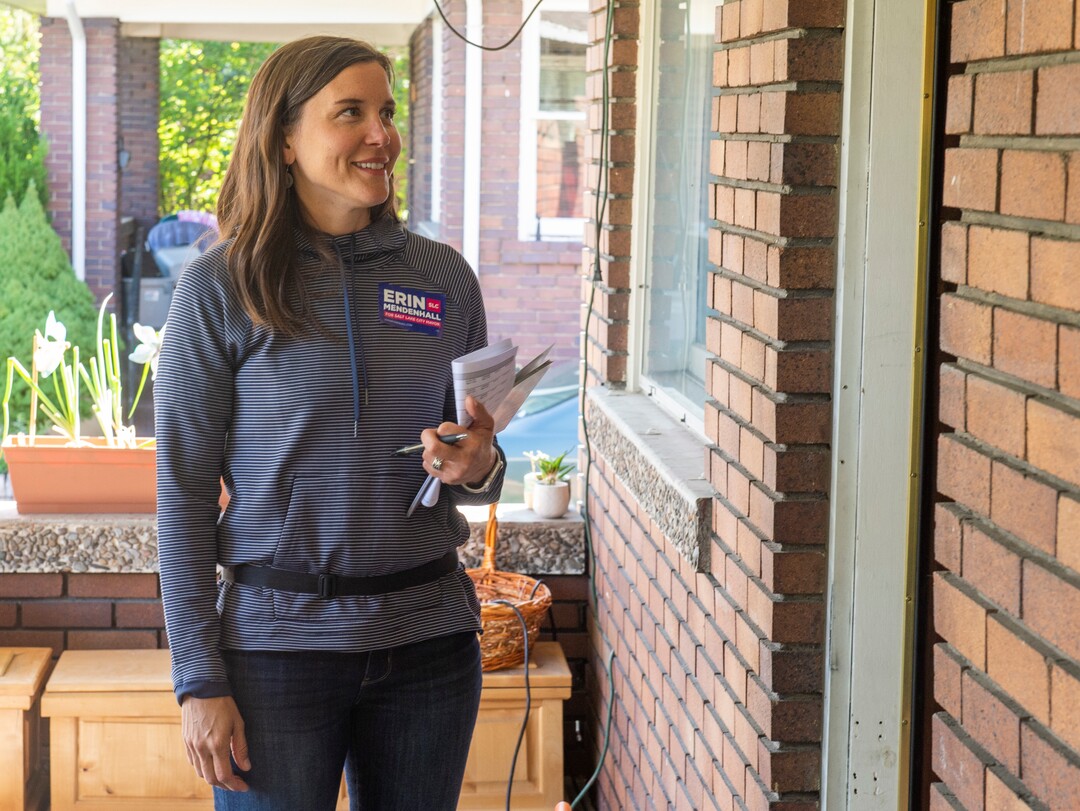 (Rick Egan  |  The Salt Lake Tribune)      Salt Lake City Mayor candidate goes door-to-door talking to constituents in a Sugarhouse neighborhood, Saturday, Sept. 21, 2019.