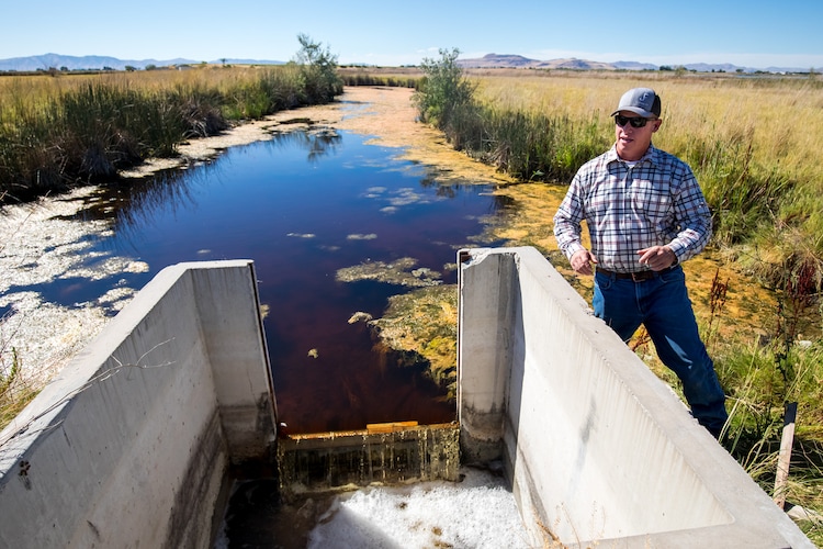 (Carter Williams | KSL.com) Joel Ferry, director of the Utah Department of Natural Resources, stands near a culvert on his farm property in Brigham City on Aug. 20.