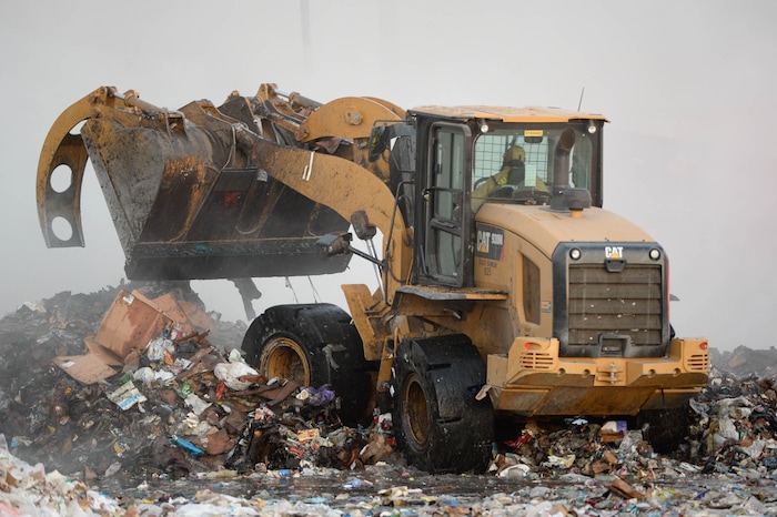 (Francisco Kjolseth  |  The Salt Lake Tribune) Fire crews respond to a fire at Rocky Mountain Recycling South Salt Lake on Saturday, July 11, 2020.