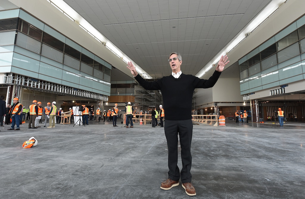 (Francisco Kjolseth | Tribune file photo) Bill Wyatt, executive director of Salt Lake City International Airport, gives a tour of construction there on Feb. 20, 2019. He was just named Airport Director of the Year after opening the first phase of the new airport on time and on budget despite the pandemic, recession and an earthquake.