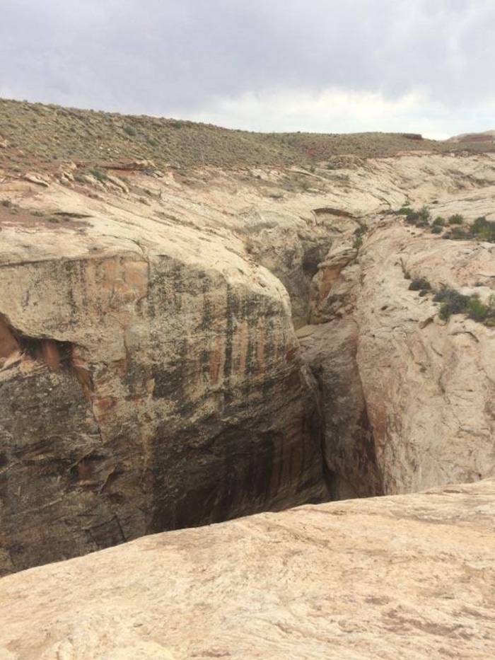 (Courtesy  |  Emery County Sheriff)  A Salt Lake County woman is recovering after being wedged in and suspended for nearly 12 hours in a narrow portion of Zero Gravity Canyon in the San Rafael Desert.