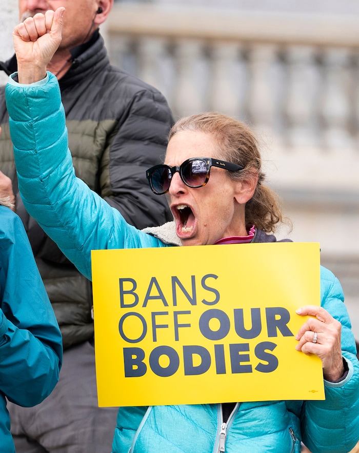 (Rick Egan | The Salt Lake Tribune) More than one thousand protesters gather at the steps of The Capitol for the Bans Off Our Bodies protest hosted by Planned Parenthood, on Tuesday, May 3, 2022.

