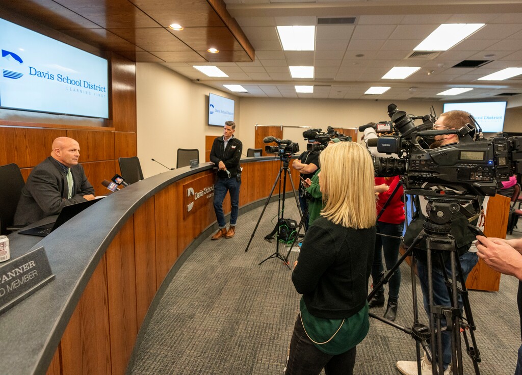 (Rick Egan | The Salt Lake Tribune) Davis School District Superintendent Reid Newey discusses the death of student Izzy Tichenor during a news conference in Farmington, on Tuesday, Nov. 16, 2021. The district has formed a panel to investigate how Izzy's concerns were handled, but it is refusing to release the names of the members.
