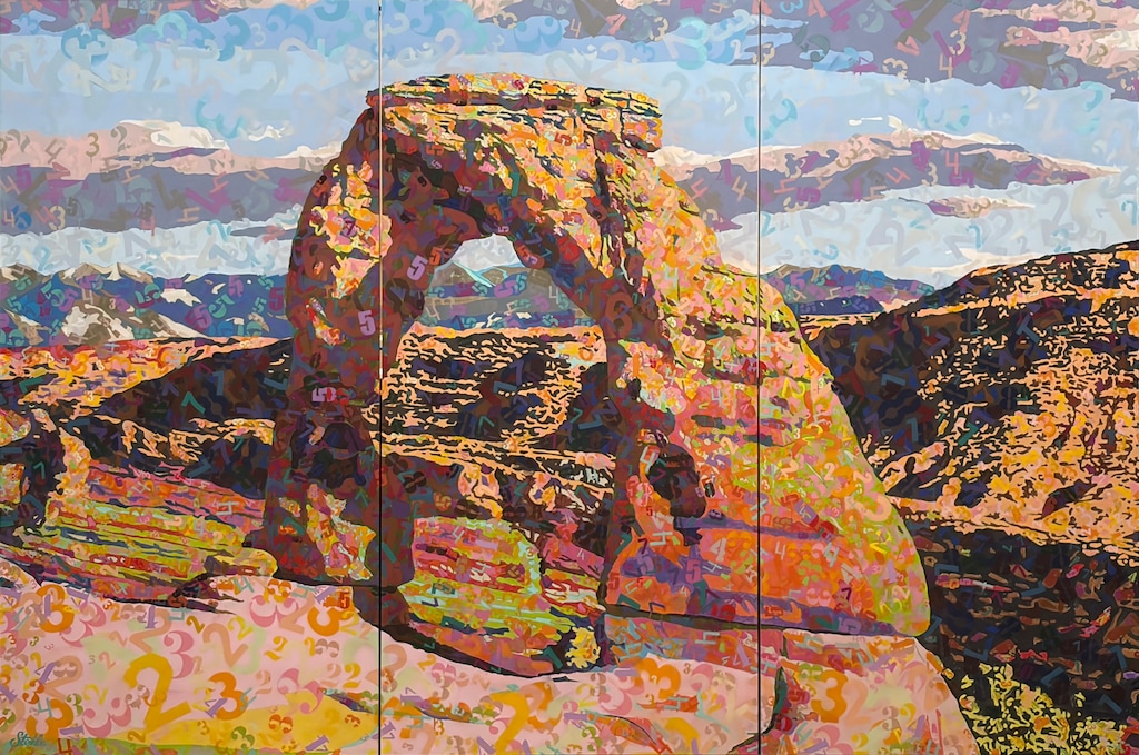 (Ben Steele) "Natural Numbers," an 8-foot-by-12-foot painting by Ben Steele, is one of the works on display at the St. George Museum of Art through Dec. 23, 2026.