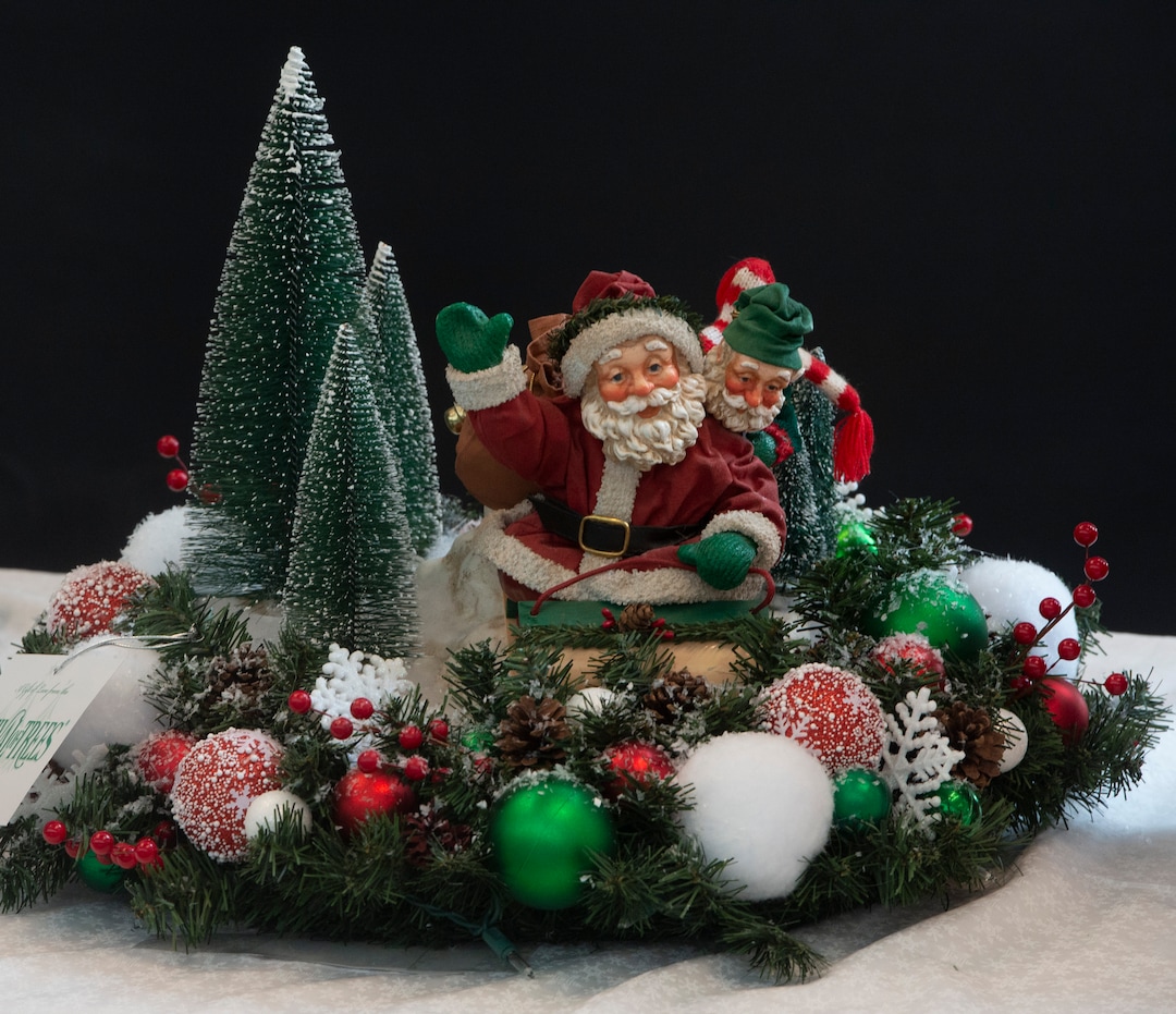 (Rick Egan | The Salt Lake Tribune) A Santa tabletop decoration is one of the items up for auction in  Festival of Trees, the Utah holiday fund-raiser for Primary Children's Hospital. This year's event, previewed to the media on Monday, Nov. 23, 2020, happens in Vivint Smart Home Arena, but will only be seen by the public online.