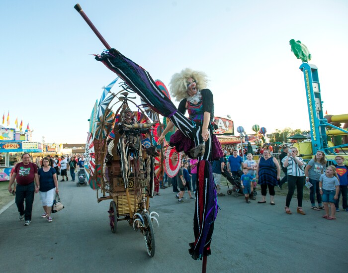 (Rick Egan  |  The Salt Lake Tribune)   "Mango and Dango" perform for the crowd at  the Utah State Fair,  Monday, September 11, 2017.



