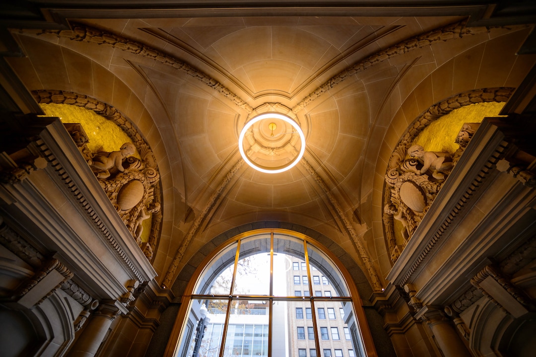 (Trent Nelson  |  The Salt Lake Tribune) 
The ceiling in the entryway of the Kearns Building in Salt Lake City on Wednesday, Nov. 20, 2019. Hines, the global real estate firm that owns the Kearns Building, has launched a $25 million renovation of the 108-year-old building at 136 South Main Street.