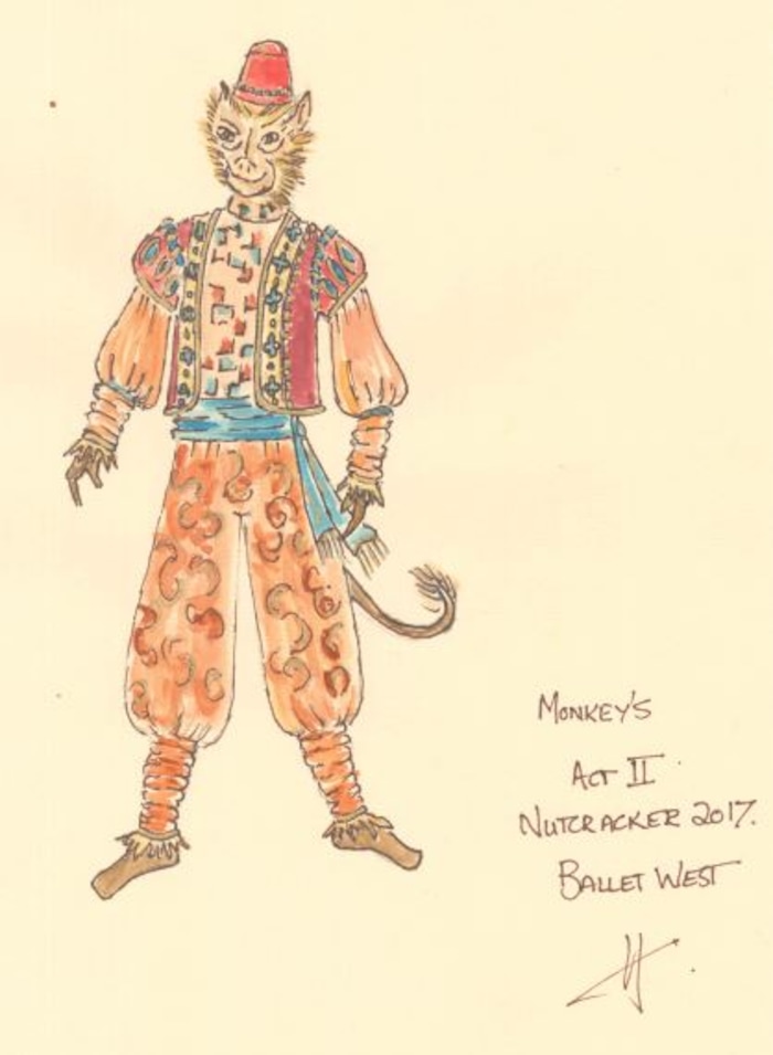 (Courtesy photo) Ballet West's Costume Designer David Heuvel's sketch for the monkey costumes for "The Nutcracker."