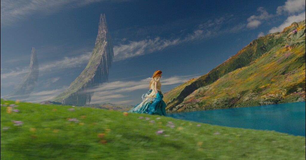(courtesy Walt Disney Pictures) The eccentric Mrs. Whatsit (Reese Witherspoon) frolics on the beautiful, strange planet Uriel, in a scene from Ava DuVernay's adaptation of "A Wrinkle in Time."