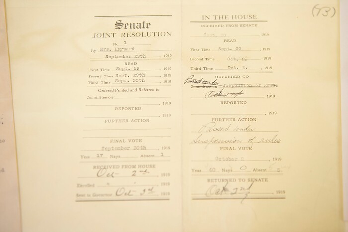 (Jeremy Harmon | The Salt Lake Tribune) Documents associated with the passage of the 19th Amendment in Utah were on display at the Utah State Capitol on October 15, 2019.