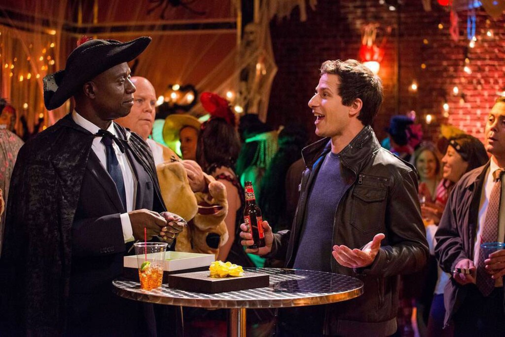 Eddy Chen  |  FOXCapt. Holt (Andre Braugher, L) and Det. Jake Peralta (Andy Samberg, R) discuss their Annual Halloween bet in the \"Halloween II\" episode of BROOKLYN NINE-NINE airing Sunday, Oct. 19