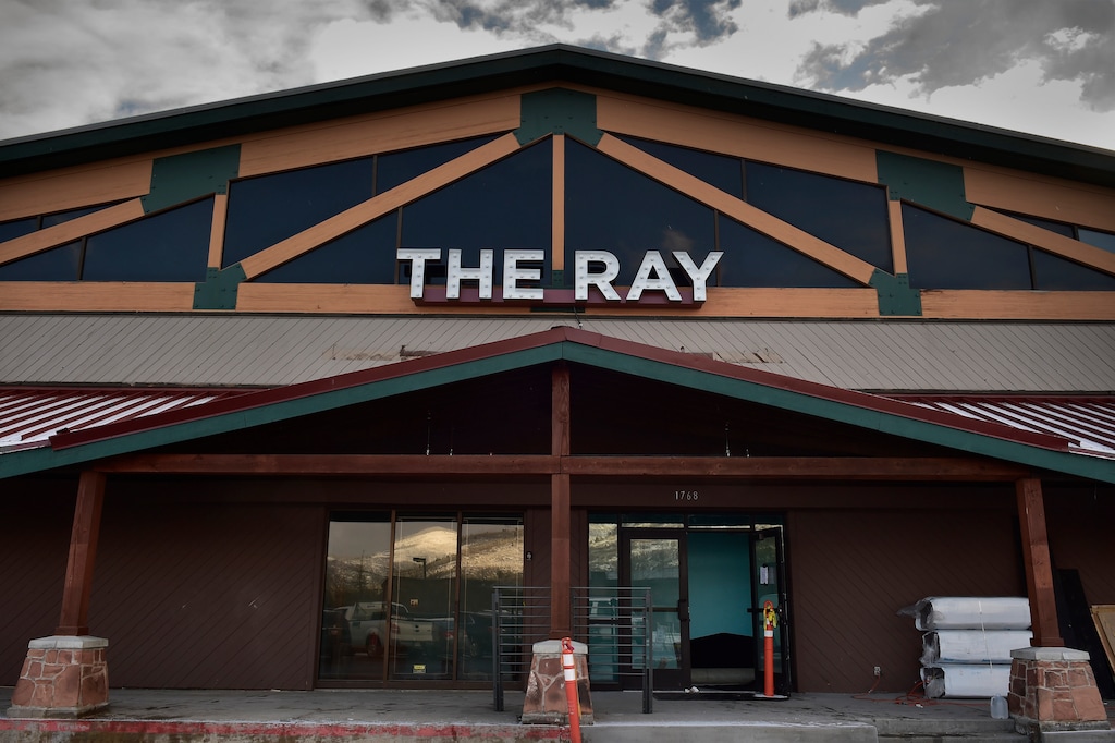 (Scott Sommerdorf   |  The Salt Lake Tribune)   The exterior of The Ray theater, a 500-seat theater being permanently installed in the space that used to be the Sports Authority store, Thursday, January 11, 2018.