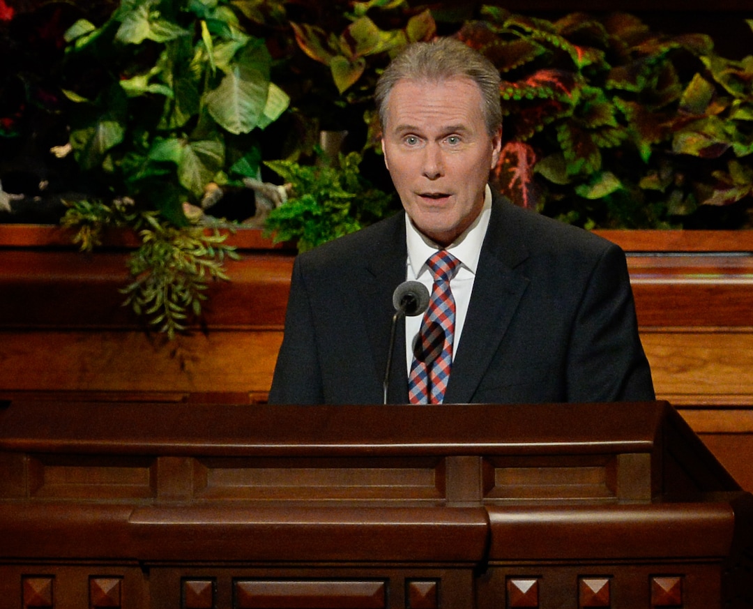 (Francisco Kjolseth  |  The Salt Lake Tribune)  Hans T. Boom, of the Quorum of the Seventy, addresses those gathered for the Sunday afternoon session of the 189th twice-annual General Conference of The Church of Jesus Christ of Latter-day Saints at the Conference Center in Salt Lake City on Sunday, Oct. 6, 2019.