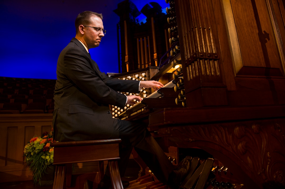 (Leah Hogsten  |  The Salt Lake Tribune) "This was a dream come true that I never thought was ever actually going to happen, " said Brian Mathias, who was hired in January 2018 to become one of four full-time organists for the Mormon Tabernacle Choir. Christiansen is pictured playing the Mormon Tabernacle Choir organ, Thursday, March 1, 2018. 
