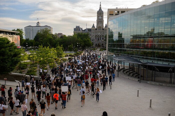 (Trent Nelson  |  The Salt Lake Tribune) Protest against police brutality in Salt Lake City on Monday, June 1, 2020.