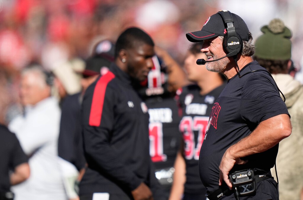 (Francisco Kjolseth  |  The Salt Lake Tribune) Coach Kyle Whittingham as the Utah Utes host the Arizona State Sun Devils in NCAA football in Salt Lake City on Saturday, Nov. 4, 2023.