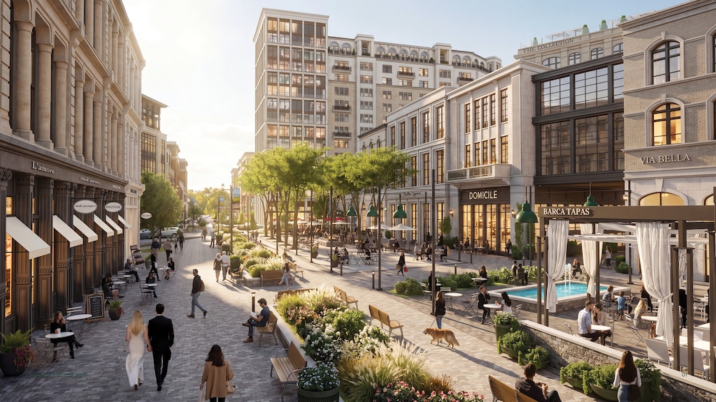 (Odyssey Retails Advisors) Renderings of the planned development of Utah City's Broad Street downtown retail and entertainment district.