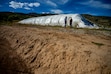 (Trent Nelson | The Salt Lake Tribune) A large snow pile covered with insulated material at Soldier Hollow in Midway on Thursday, Sept. 24, 2026.