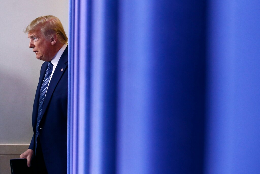(Patrick Semansky | AP) President Donald Trump arrives to speak at a coronavirus task force briefing at the White House, Sunday, April 5, 2020, in Washington.