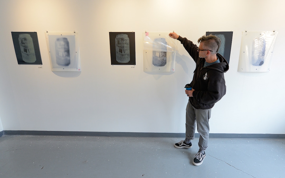 (Francisco Kjolseth  |  The Salt Lake Tribune)  Shon Taylor talks about his last show at the innovative God Hates Robots art gallery, entitled "Six Pack," at 314 W. 300 South in Salt Lake City, as it gets ready to shut down.
