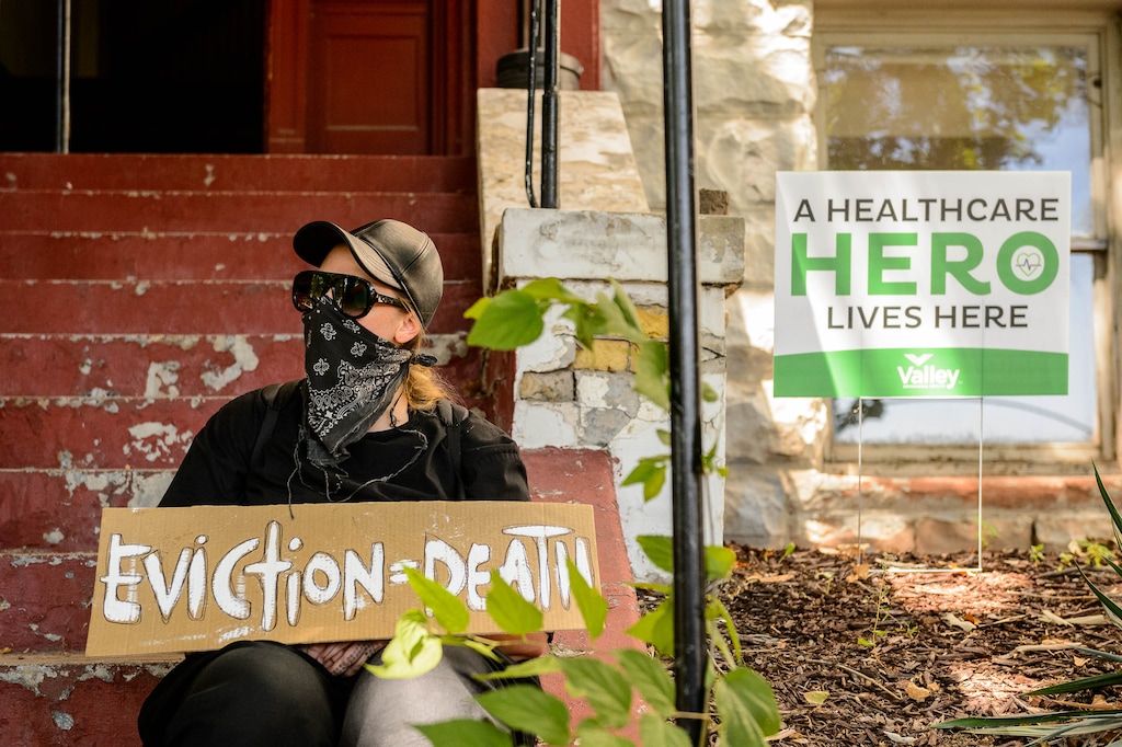 (Trent Nelson  |  The Salt Lake Tribune) Rhyannon Rodriguez, a Hawthorne House resident facing eviction, in Salt Lake City on Saturday, Aug. 15, 2020.