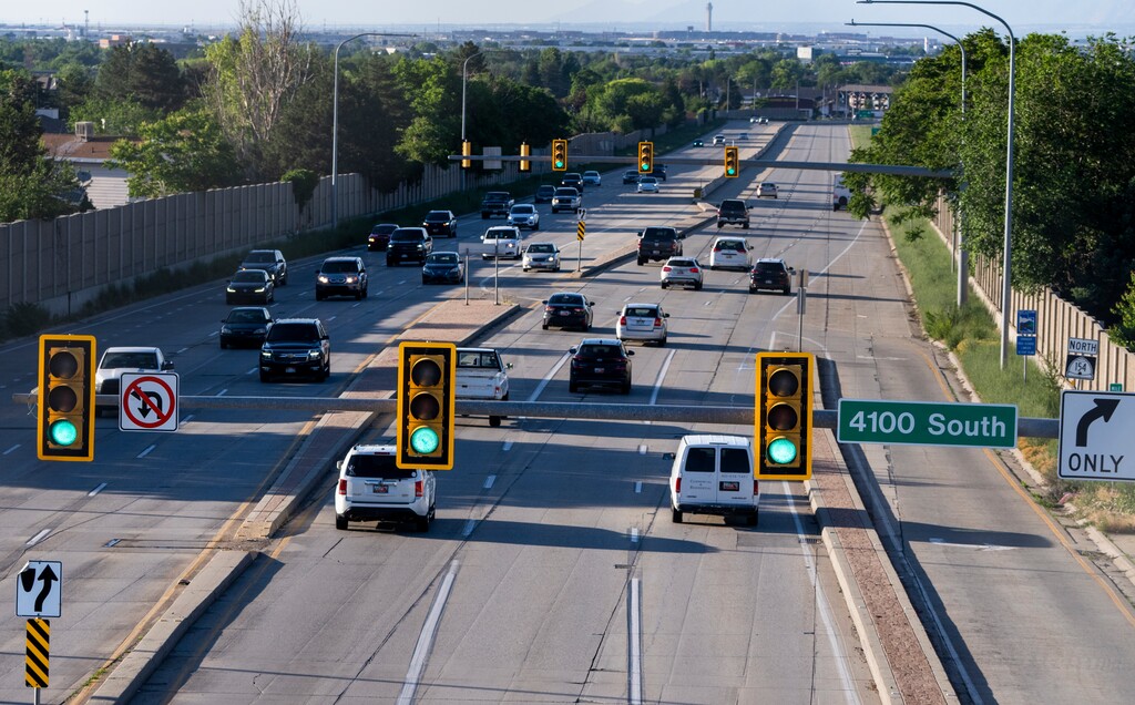 (Rick Egan | The Salt Lake Tribune) Bangerter Highway at 4100 South on Thursday, June 15, 2023. The Utah Department of Transportation is planning a construction project to turn the highway into a freeway.