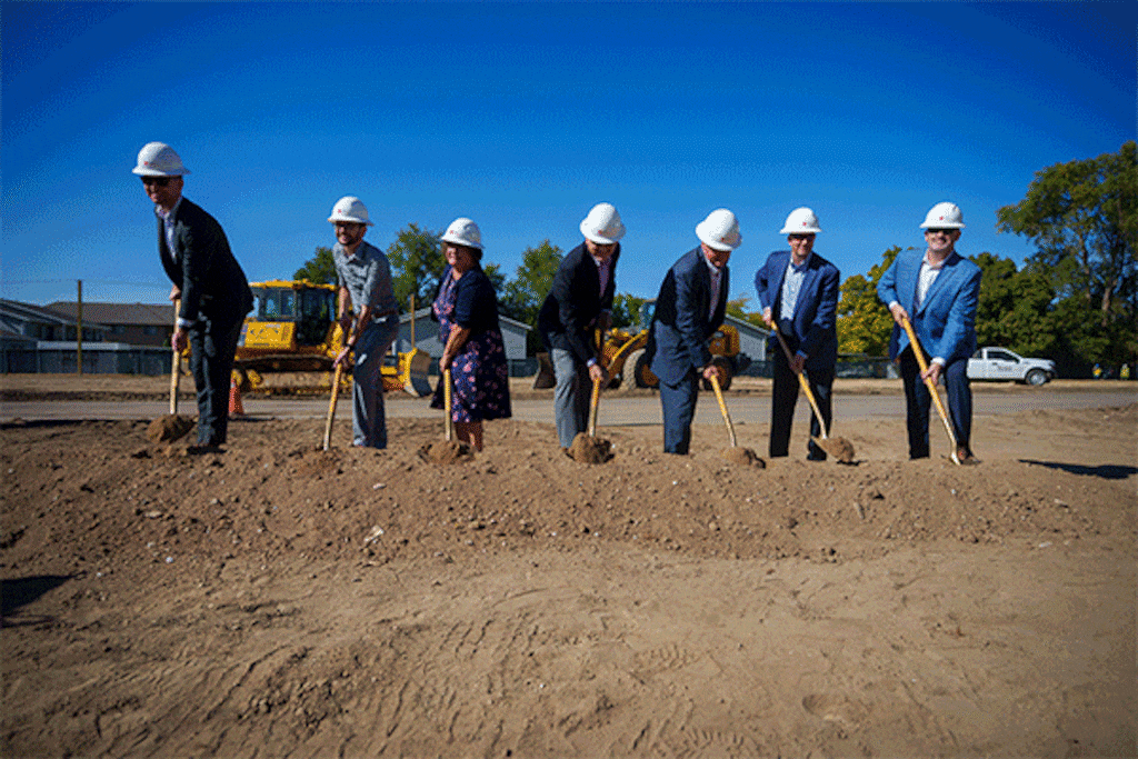 (Trent Nelson  |  The Salt Lake Tribune) Housing Connect, the Housing Authority of Salt Lake County, breaks ground on East 72, a new housing development in Midvale on Thursday, Oct. 20, 2022.