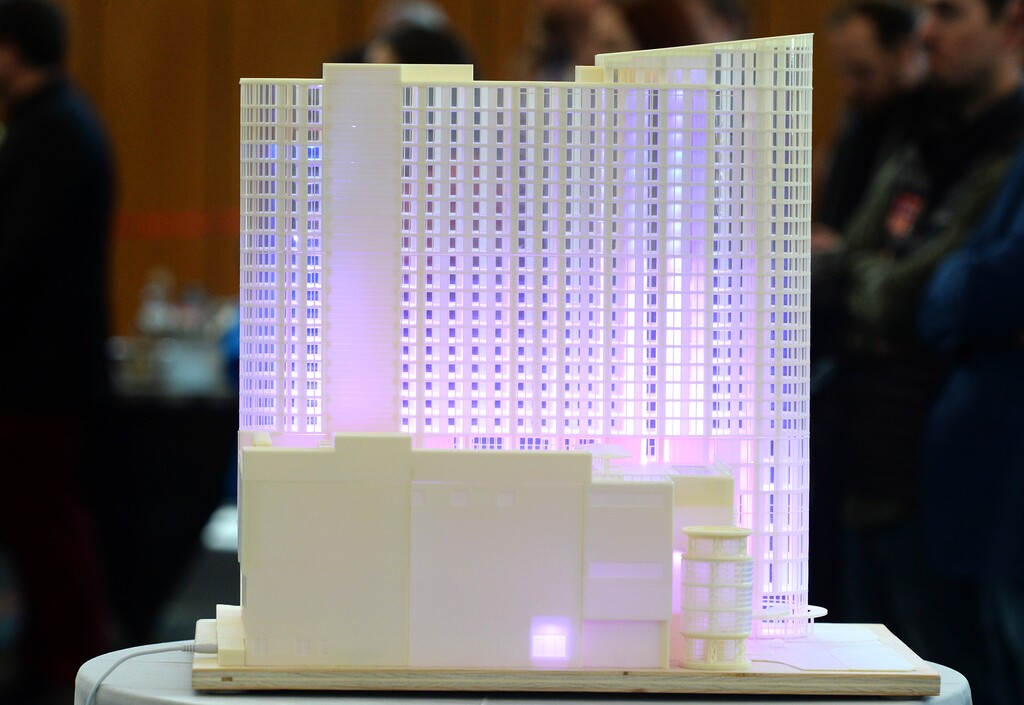 (Rick Egan | The Salt Lake Tribune) A model of the new Hyatt Regency Salt Lake City hotel with will be attached to the Salt Palace Convention Center, Friday, Jan. 10, 2020.