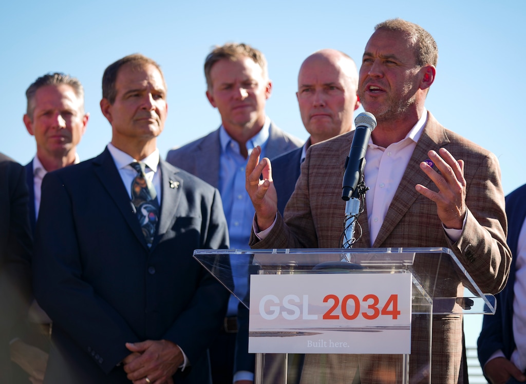 (Bethany Baker  |  The Salt Lake Tribune) House Speaker Mike Schultz, R-Hooper, speaks during a press conference at The Eccles Wildlife Education Center near Farmington on Wednesday, Sept. 24, 2025.