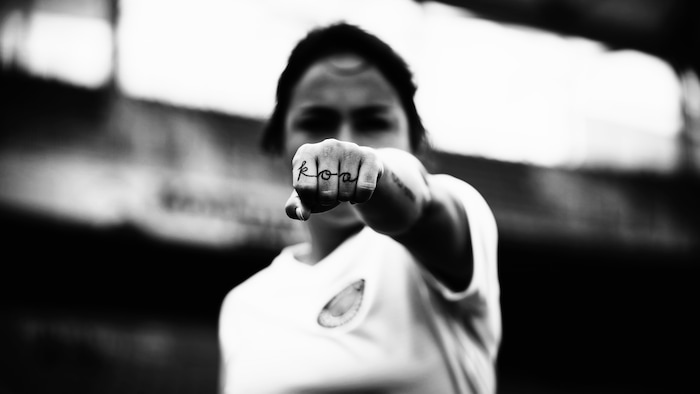 (Courtesy of Utah Royals FC) Lo'eau LaBonta has written her brother's name on her knuckles before every game since he died in April.
