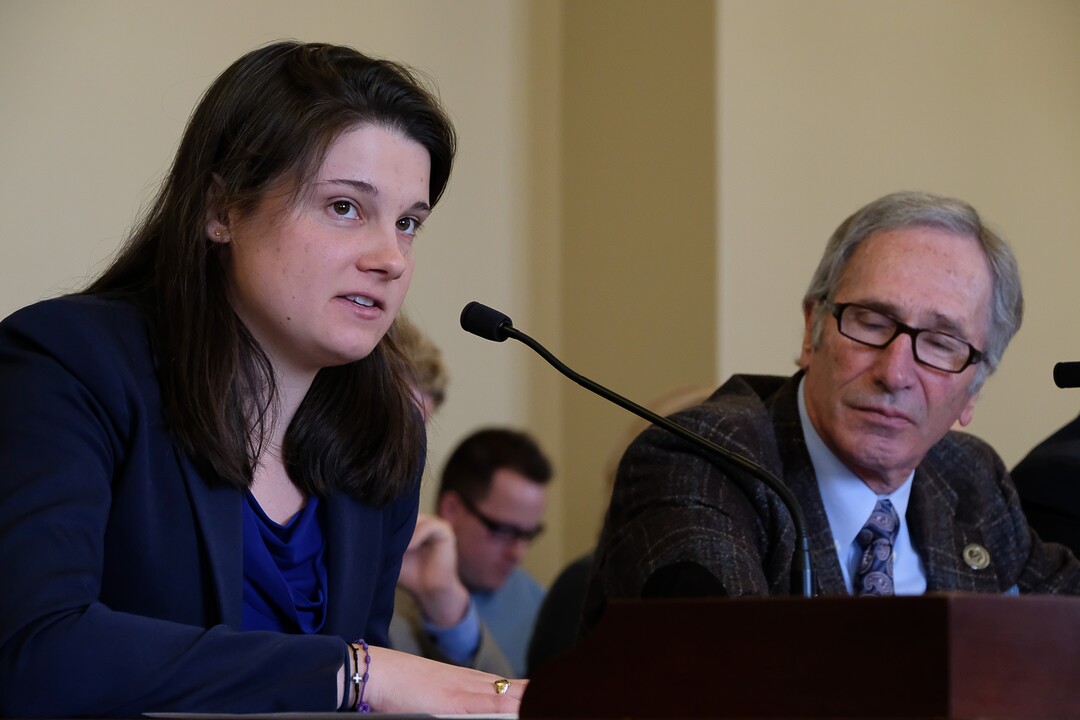 (Francisco Kjolseth  |  The Salt Lake Tribune)  Kathryn Windels, with the Catholic Diocese of Salt Lake City, expresses the diocese's support of HB379 which abolishes the death penalty, during a hearing before the House Criminal Justice and Law Enforcement Committee at the Capitol on Wednesday, Feb. 21, 2018.   