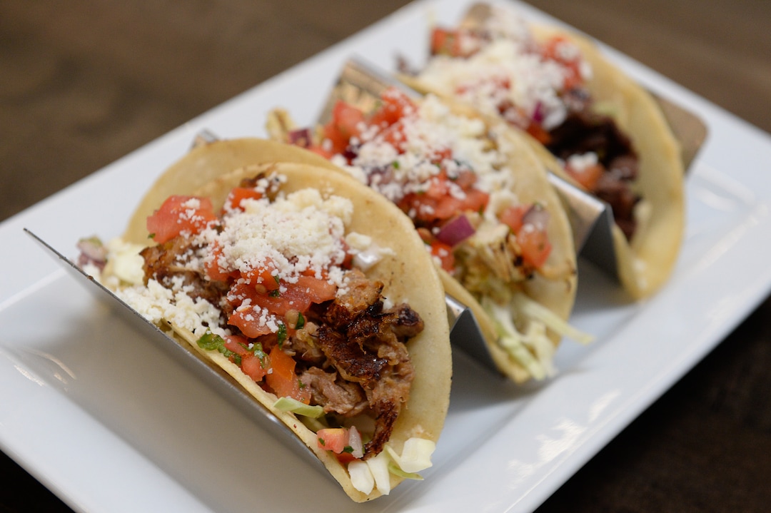(Francisco Kjolseth  |  The Salt Lake Tribune)  The street tacos at the new Pins & Ales 21+ bar which is adjacent to the all ages All Star Bowling which opened a new 70,000 square foot, high-tech bowling and entertainment center at Valley Fair Mall, in West Valley City. It has 32 lanes with luxury seating, laser tag and virtual reality games as well as old-school air hockey, basketball and bumper cars.